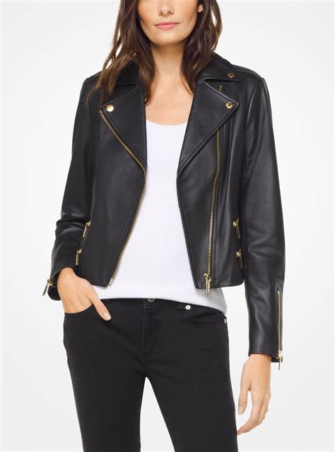 michael kors damen lederjacke|michael kors leather jacket.